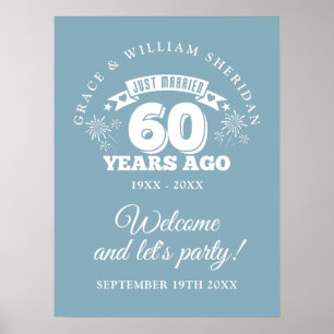 Juste marié 60ème Mariage Anniversaire Affiche de 