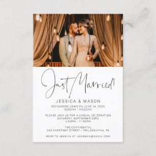 Juste marié Eloped Invitation Faire-part