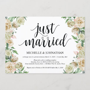Juste marié, Elopement Réception Carte d'invitatio