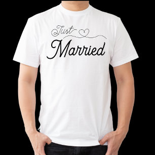 Juste Marié Fancy Script Coeur Nouveau T-shirt mar