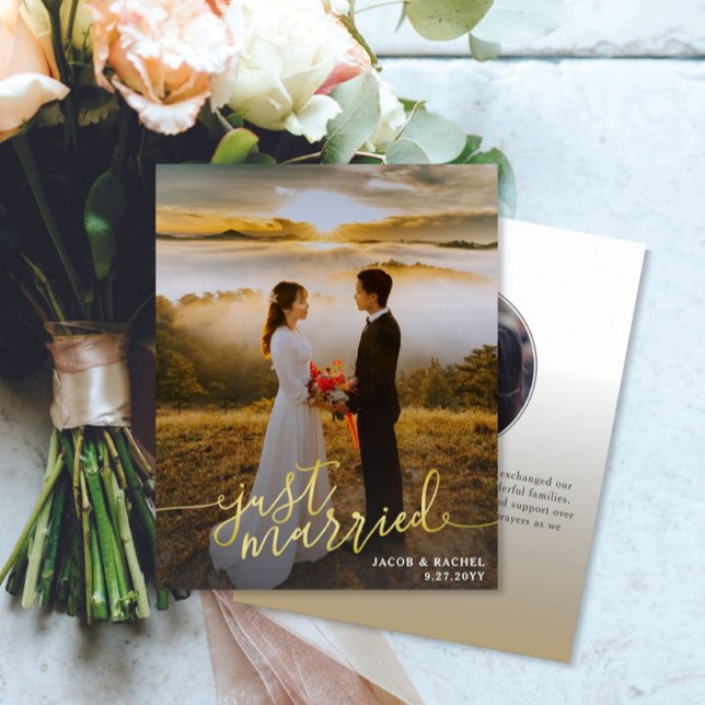 Juste marié Gold Type Photo Mariage (Créateur téléchargé)