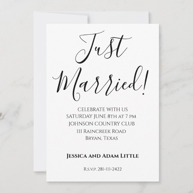 Juste Marié Invitations de mariage personnalisées (Devant)