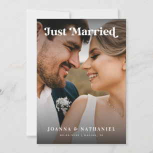 Juste Marié Retro Script Faire-part de mariage