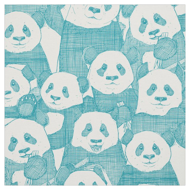 juste panda ours lagon tissu naturel (Échantillon)
