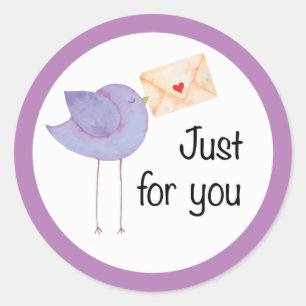 Juste Pour Vous Oiseau Avec Enveloppe Sticker Roun