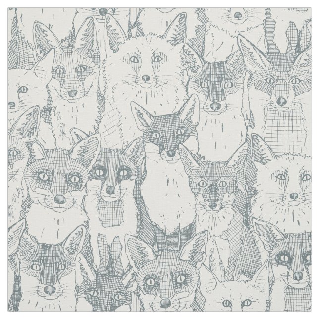 juste renards ardoise tissu blanc doux (Échantillon)