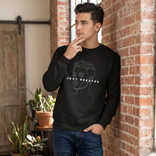 Juste Respirer Sweatshirt Noir | Ligne Minimaliste (Créateur téléchargé)