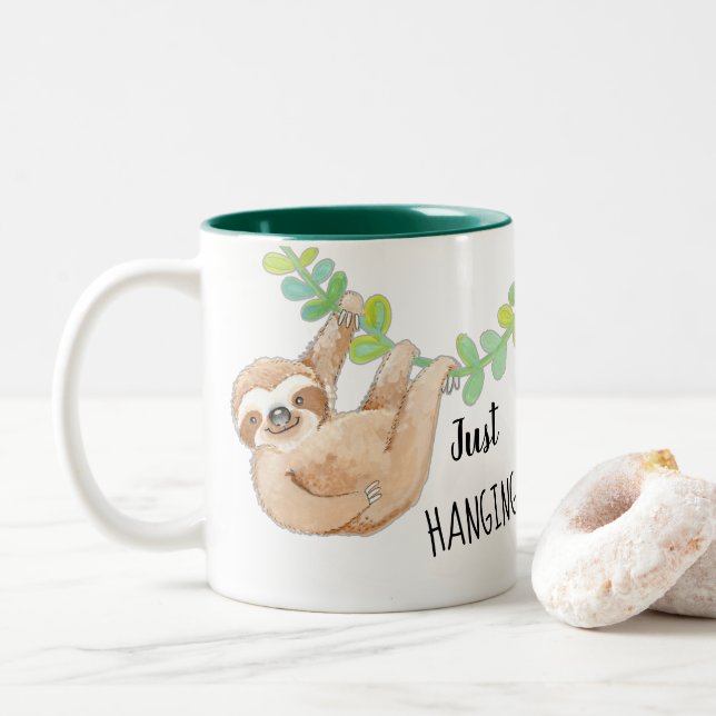 Juste tasse de café accrochante de paresse (Avec donut)