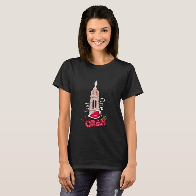Juste un baiser d'Oran, T-shirt femme noir (Devant entier)