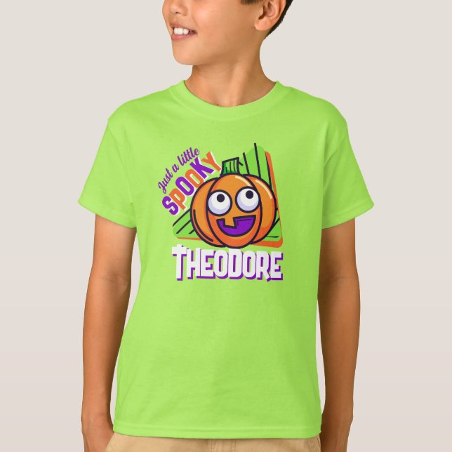Juste un petit citrouille effrayant - t-shirt vert (Devant)