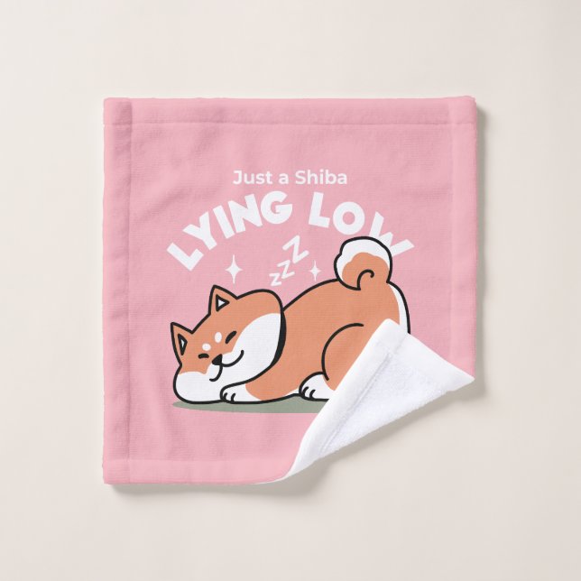 Juste un Shiba allongé bas : mignonne conception S (Gant de toilette)