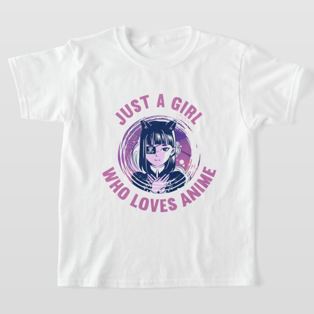 Juste Une Fille Qui Aime Anime T-Shirt 3 Cm Rond M (Poser)