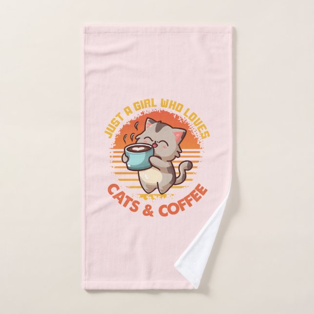 Juste une fille qui aime les chats et le café (Serviette à main)