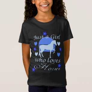 Juste une fille qui aime les chevaux en T-shirt bl