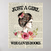 Juste une fille qui aime les livres Poster en bois