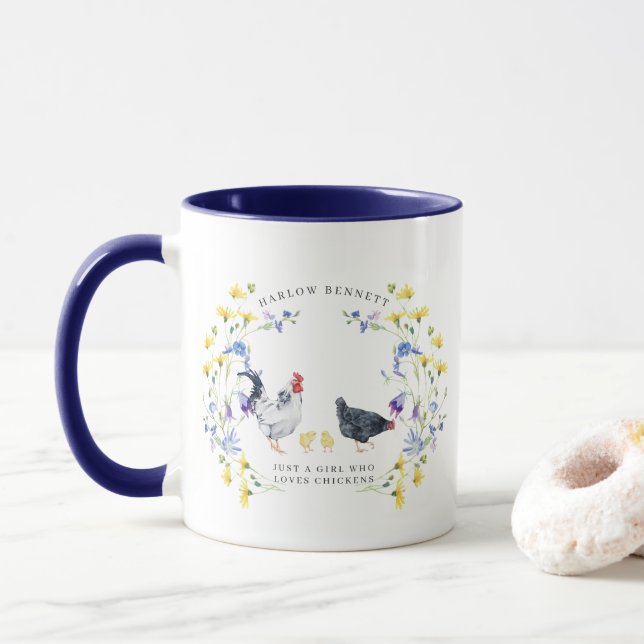 Juste une fille qui aime les poulets | Mug Monogra (Avec donut)