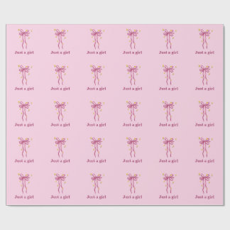 Juste Une Fille Ruban rose Papier Cadeau Emballage