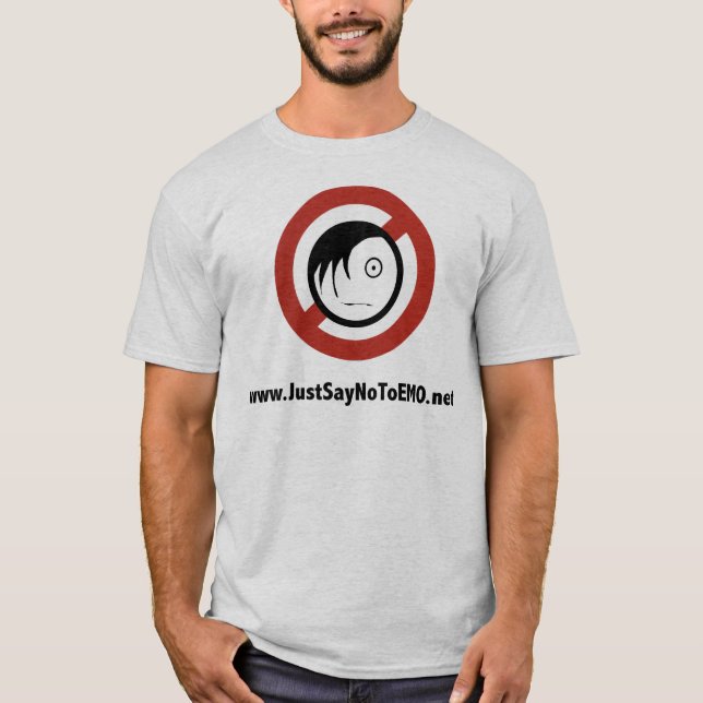 JustSayNoToEMO.net sur le T-shirt gris (Devant)