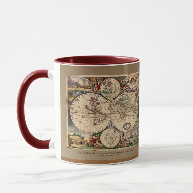 Justus Danckerts Vieux Monde Carte Mug (Gauche)