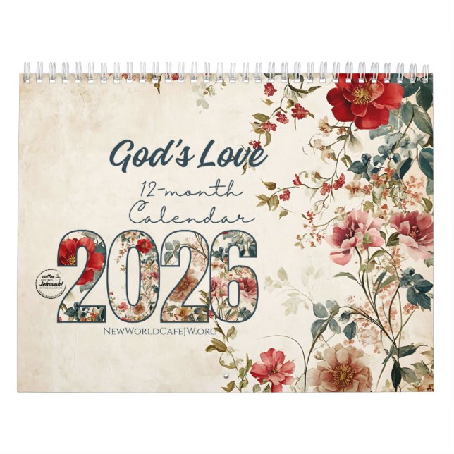 JW God's Love 2026 Calendrier Shabby Chic Floral (Protection)