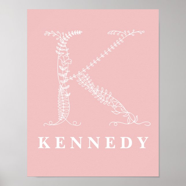 K Monogramme végétal botanique Poster personnalisé (Devant)