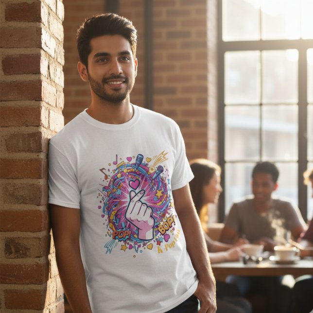 K-Pop Finger Heart Pop Art Design T-Shirt (Créateur téléchargé)