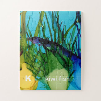 K - Puzzle d'art d'alphabet de poissons de kiwi