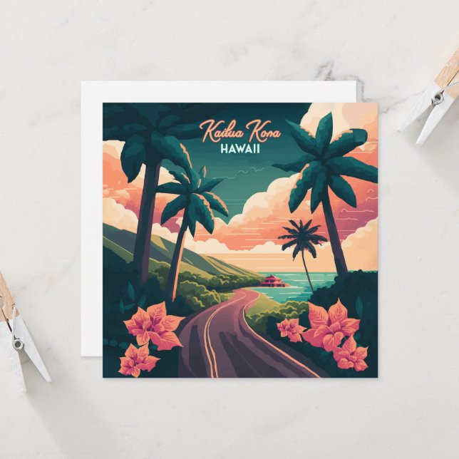 Kailua Kona Hawaii Big Island Sunset Retro (Devant/Arrière en situation)