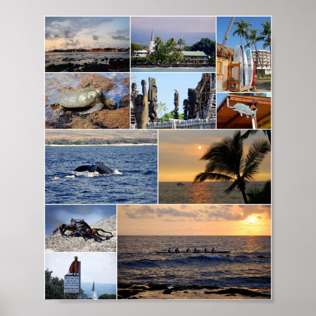 Kailua Kona Hawaii Collage 8 X 10 Poster (Devant)