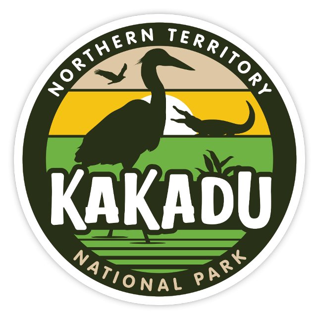 Kakadu, Territoire du Nord Australie Sticker (Kakadu National Park, Northern Territory Australia Retro Round Sticker)
