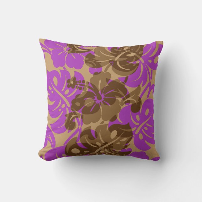 Kalakaua Border Coussin en Hibiscus Hawaïen (Recto)