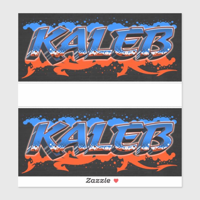 Kaleb prénom nom graffiti autocollant sticker (Feuille)