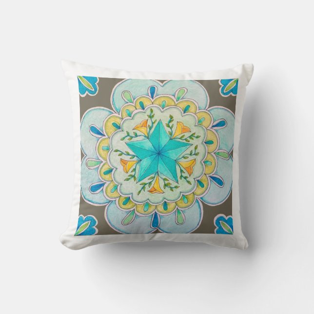 Kaleidoscope 2 Coussin jeté mandala coloré (Recto)