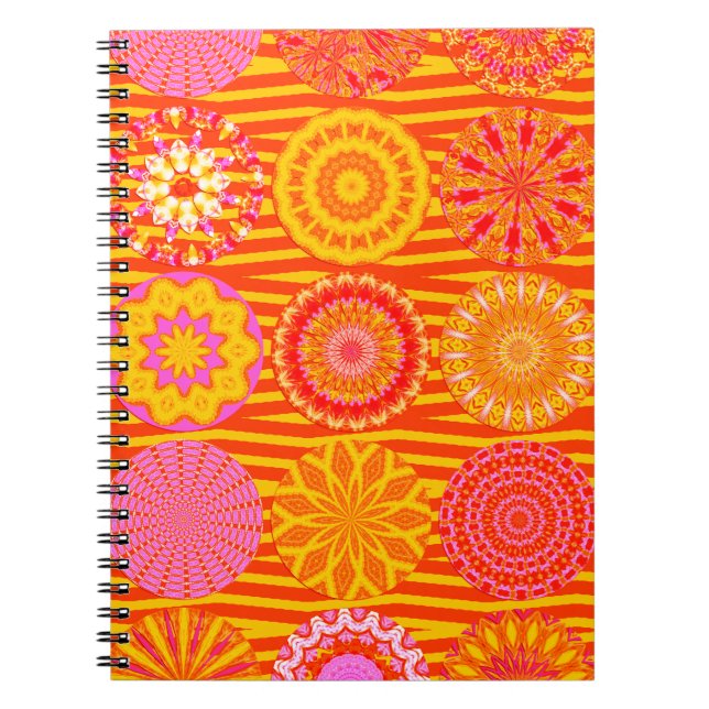 Kaleidoscope Amusant, Carnet Spiral Rose-Orange (Devant)