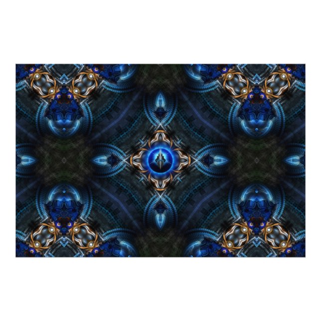 Kaleidoscope Bleu doré x75 Impression photo (Devant)