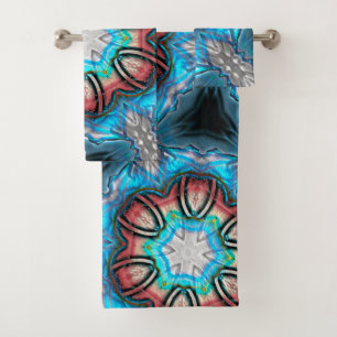 Kaléidoscope cyan et argenté avec peintures rugueu