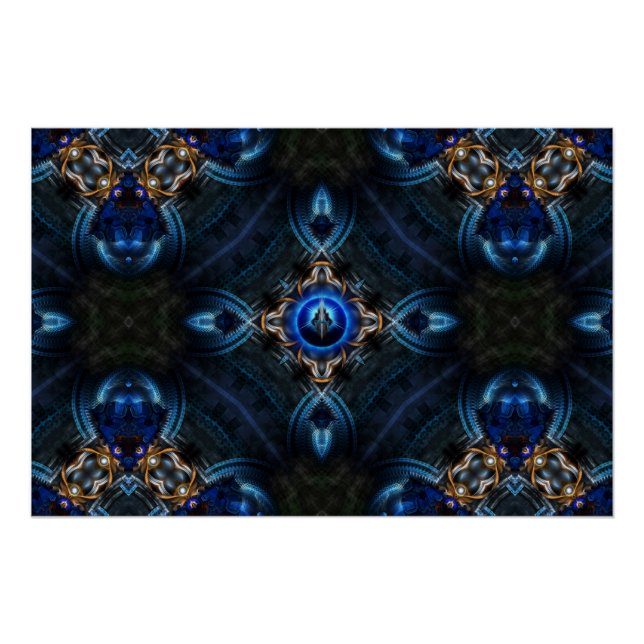 Kaleidoscope Golden Blue x75 Poster parfait (Devant)