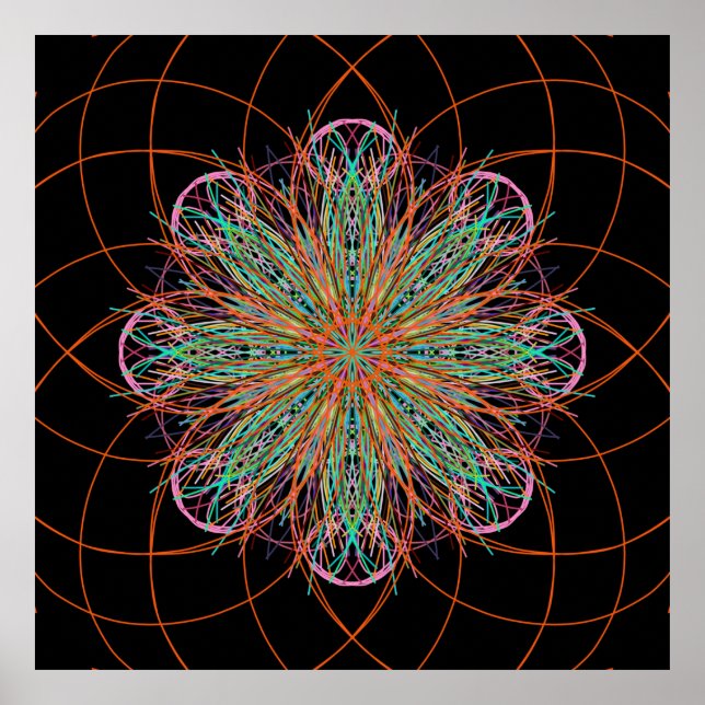 Kaleidoscope Mandala Art Energy Flower Poster (Devant)