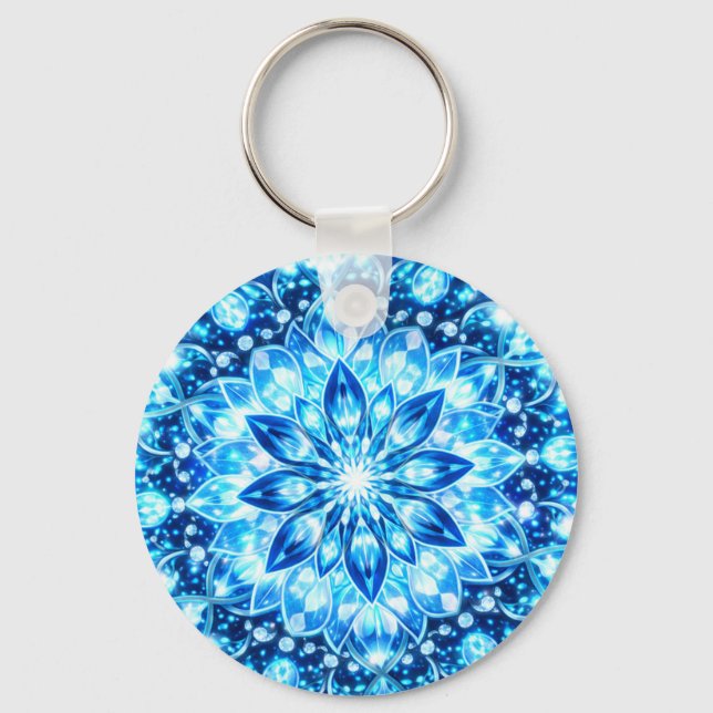Kaleidoscope Mandala Bleu Glace – Porte-clés Frost (Recto)