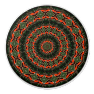 Kaleidoscope Mandala ceramic bouton rouge vert noi