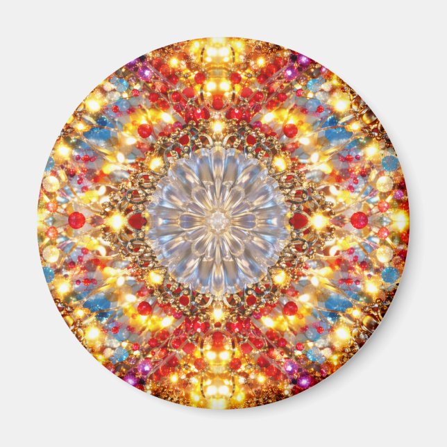 Kaléidoscope Mandala Doré – Aimant Étincelant (Devant)