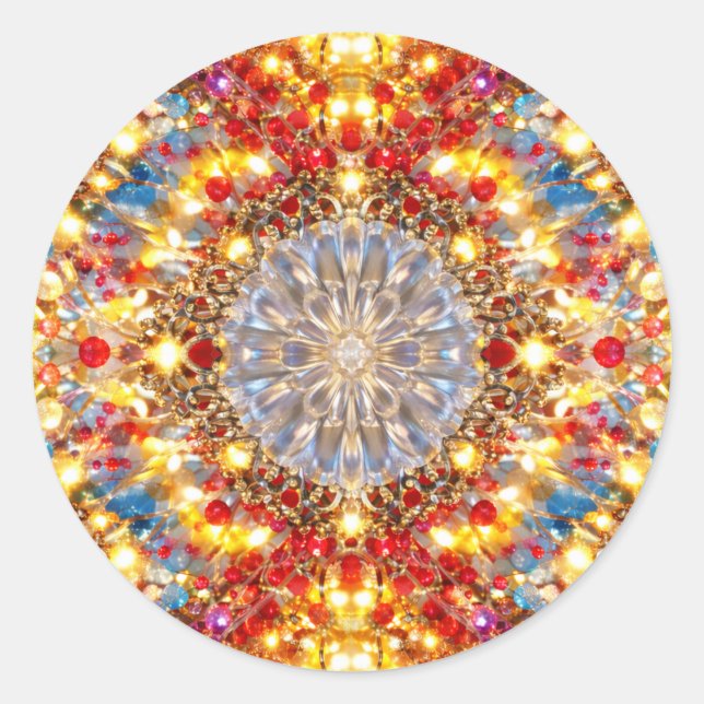 Kaléidoscope Mandala Doré – Autocollant Brillants (Devant)