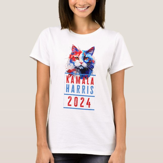 Kamala Harris Patriotic Cat T-Shirt (Devant)