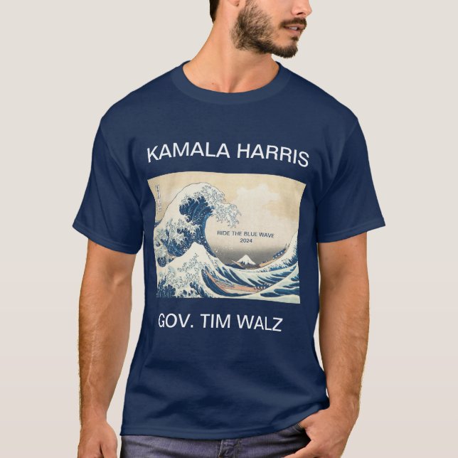 KAMALA HARRIS TIM WALZ BLUE WAVE 2024 T-Shirt (Devant)