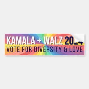 Kamala Harris + Walz 2024 Sticker pour pare-chocs 