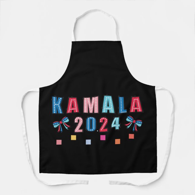Kamala pour 2024. Couleur noire. Tablier imprimé s (Recto)