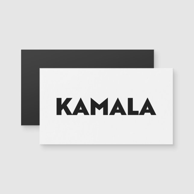 Kamala typographie moderne aimant noir blanc (Devant / Derrière)