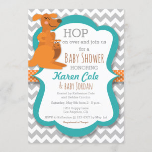 Kangaroo maman et bébé - Invitation Baby shower