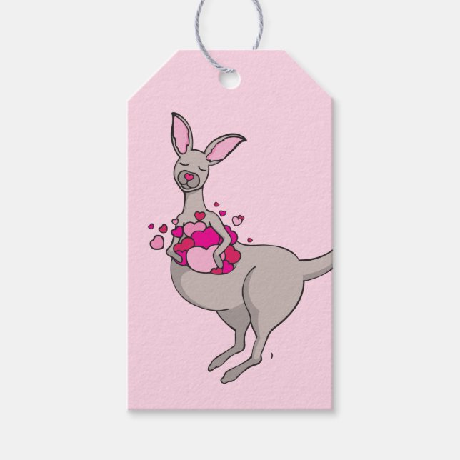 Kangaroo poche de coeur étiquettes cadeaux (Devant)