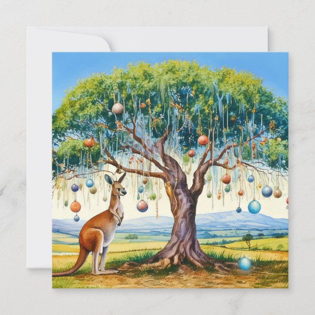 Kangourou sous des boules de Noël d'eucalyptus  (Devant)